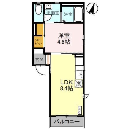 ヴィラ・ブルーノ B(1LDK/2階)の間取り写真