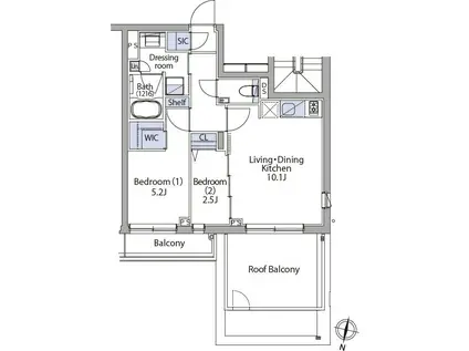 イプセ代々木上原RESIDENCE(2LDK/4階)の間取り写真