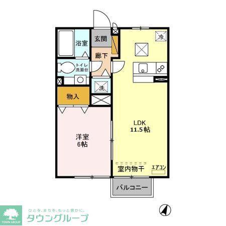 ローズパレス(1LDK/1階)の間取り写真