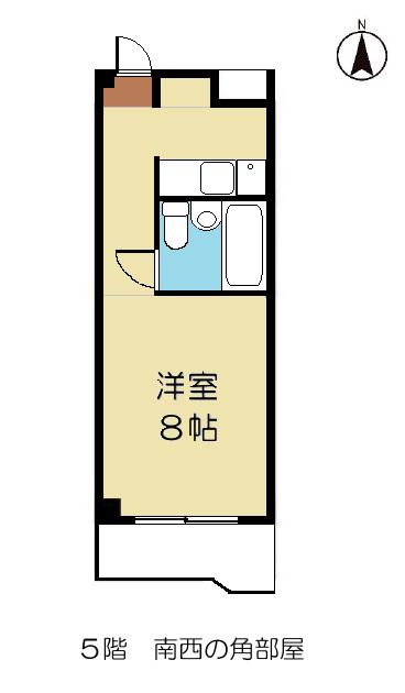 チサンマンション倉敷(1K/5階)の間取り写真