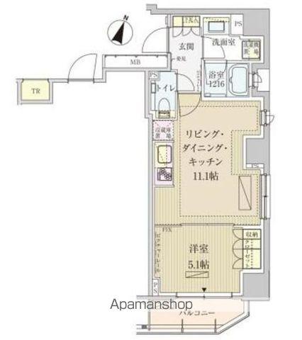 パークアクシス赤坂見附(1LDK/13階)の間取り写真