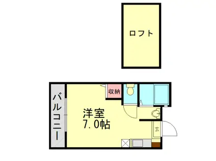 キャンパスビュー駅東(ワンルーム/2階)の間取り写真