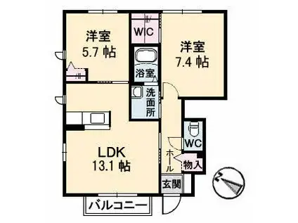 FORECASTLEI(2LDK/1階)の間取り写真