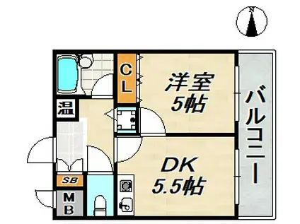 フルール妙法寺(1DK/2階)の間取り写真