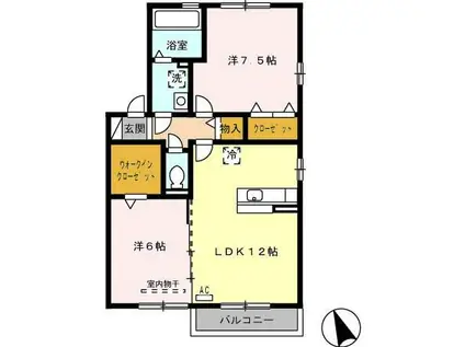 グランモアIIB(2LDK/2階)の間取り写真