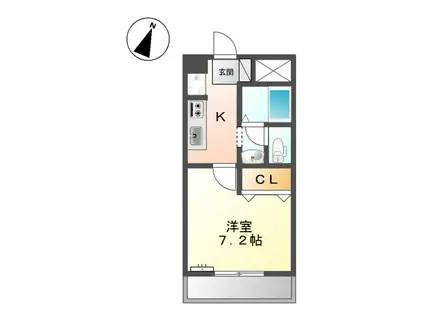 プラムV1(1K/1階)の間取り写真
