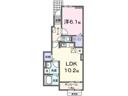 シルク グレイス II(1LDK/1階)の間取り写真