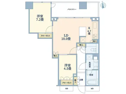 ナビューレ横浜タワーレジデンス(2LDK/23階)の間取り写真