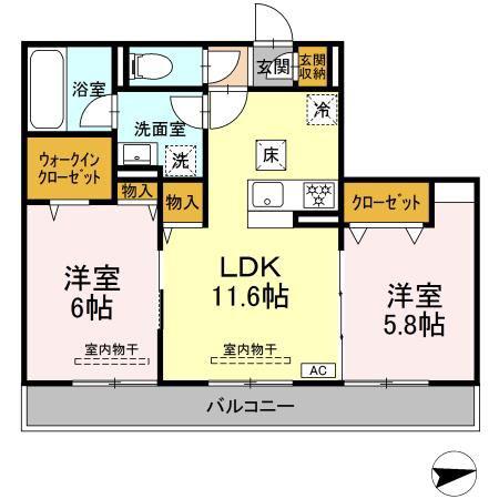 プランドール湘南(2LDK/1階)の間取り写真