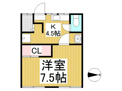 上田原ハイツ(1K/1階)の間取り写真