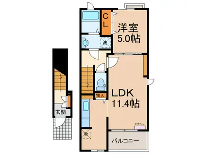 ハクサンジョIII(1LDK/2階)の間取り写真