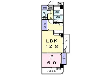 プラシード・アルバ(1LDK/4階)の間取り写真