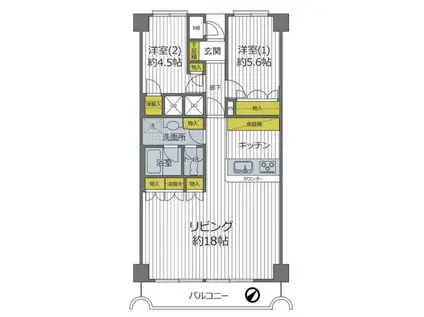 ファミール本郷(2LDK/7階)の間取り写真