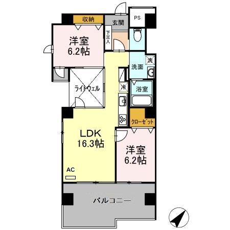 イーストタウン 和(2LDK/2階)の間取り写真