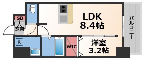 ソルテラスOSAKA緑橋クレアスト(1LDK/11階)の間取り写真