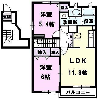 アンフィニ・フォレ(2LDK/2階)の間取り写真