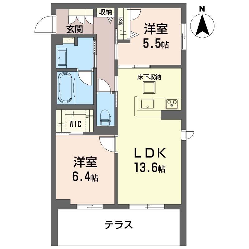 シュプリーム(2LDK/1階)の間取り写真