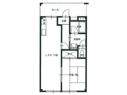 プランドゥール月ノ輪B(1LDK/1階)の間取り写真