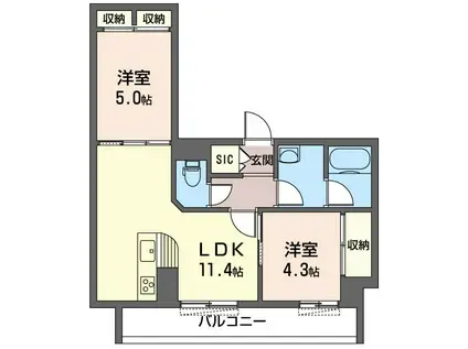 イーリス(2LDK/1階)の間取り写真