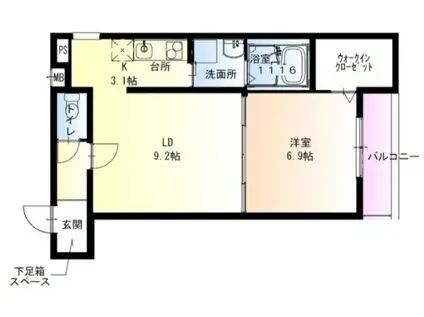 フジパレス堺石津川II番館(1LDK/3階)の間取り写真