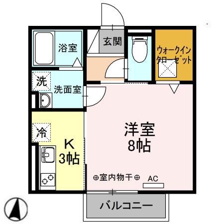 レジデンス大府駅クロス(1K/1階)の間取り写真