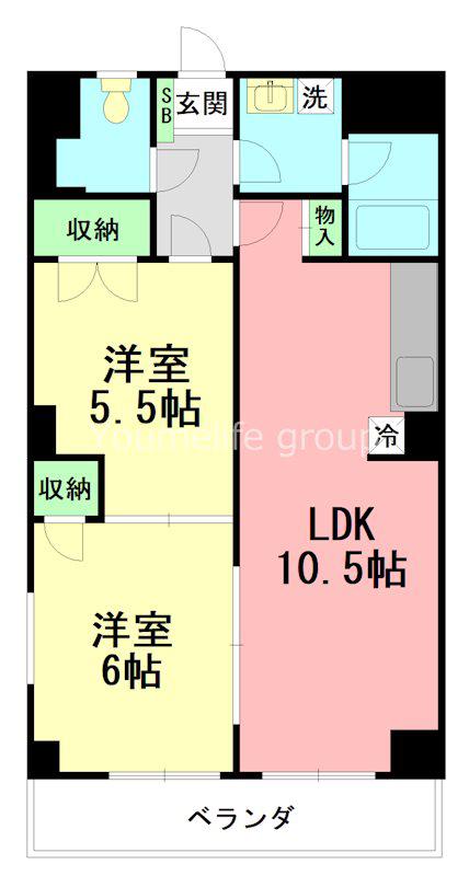 にいやビル(2LDK/4階)の間取り写真