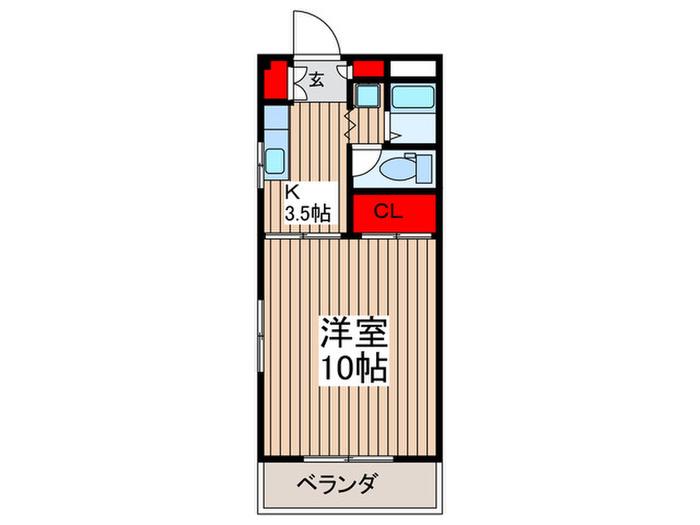 小谷野ハイツ(1K/2階)の間取り写真
