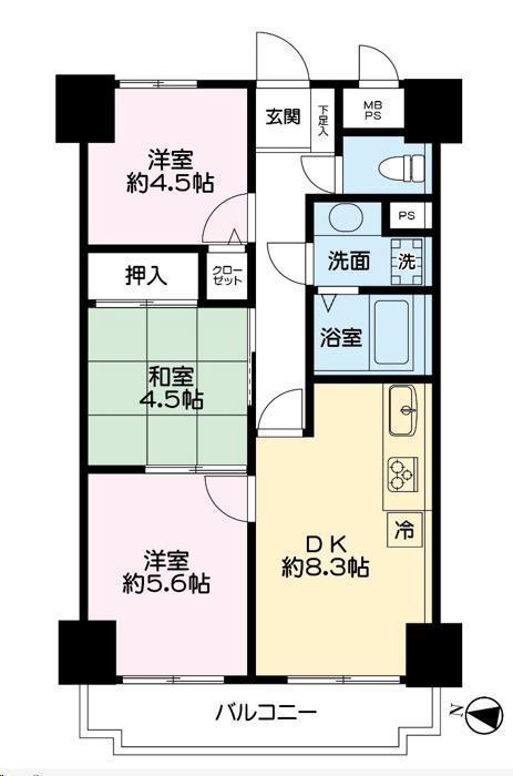 ライオンズガーデン川口(3DK/11階)の間取り写真