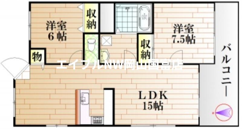 LA VUE(2LDK/1階)の間取り写真