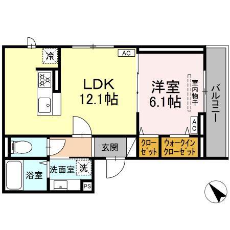 D PAINA 登戸II(1LDK/3階)の間取り写真