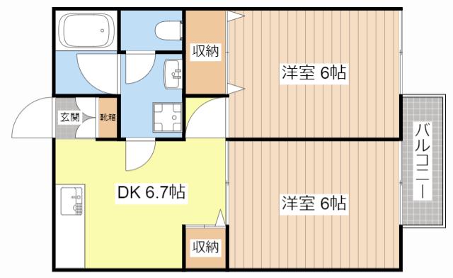 御園ハイツII(2DK/2階)の間取り写真
