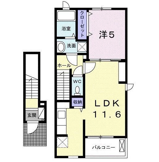 サンクスA(1LDK/2階)の間取り写真