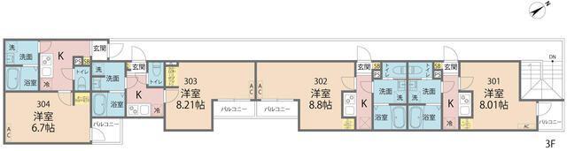 J-MAISON矢部I(1K/3階)の間取り写真
