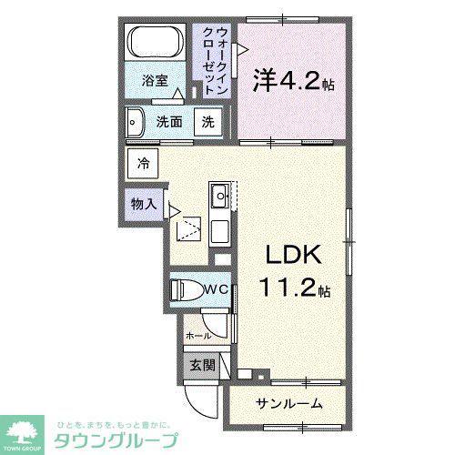 イノセントパーク(1LDK/1階)の間取り写真
