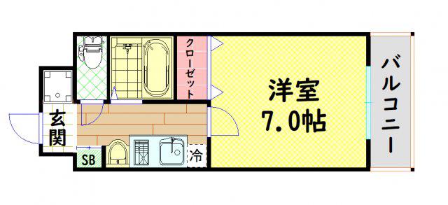 エスリードコート難波ウエスト(1K/1階)の間取り写真
