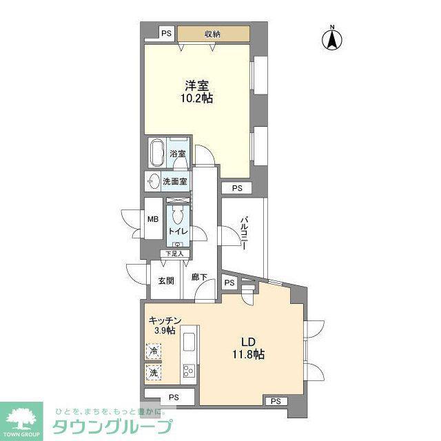 パティオ南麻布(1LDK/5階)の間取り写真