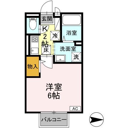 ドリームアーク(1K/1階)の間取り写真