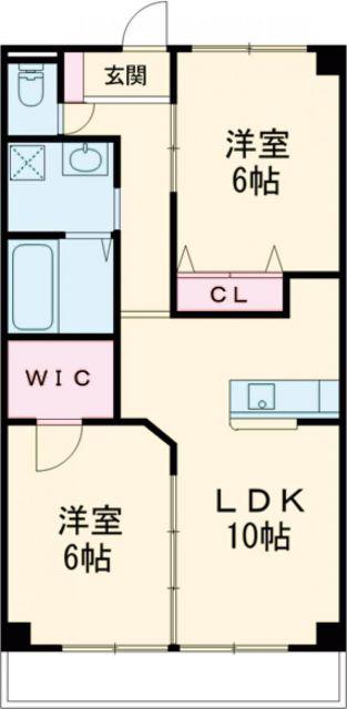 ブロードタウン神野II A(2LDK/2階)の間取り写真