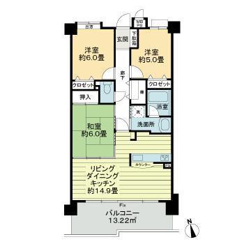 ライオンズマンション三好ヶ丘(3LDK/7階)の間取り写真