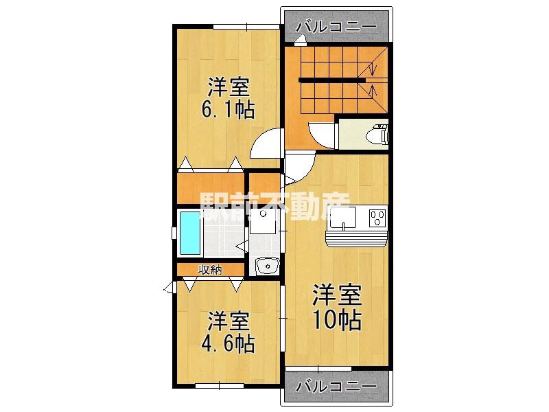 プレミアム県庁前(2LDK/3階)の間取り写真