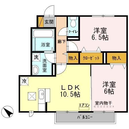 ラヴェスト・コートD(2LDK/1階)の間取り写真