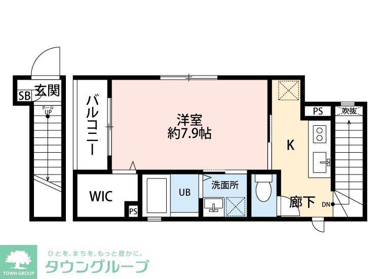 GREEN PATIO(1K/2階)の間取り写真