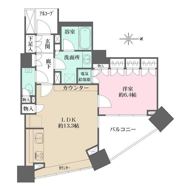 パークハウス(1LDK/14階)の間取り写真