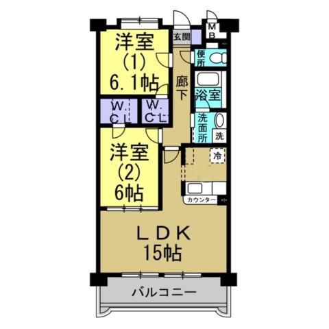 クレール新知(2LDK/2階)の間取り写真