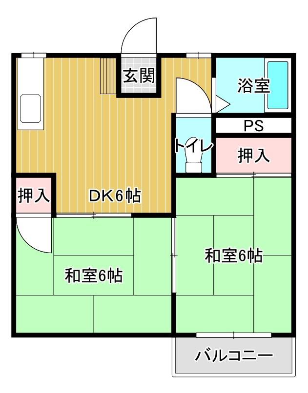 ユタカハイツ(2DK/2階)の間取り写真