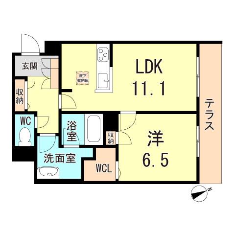 カーサ ピノ 5(1LDK/1階)の間取り写真