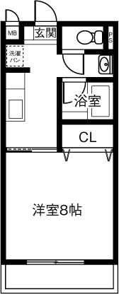SURPLUSI宮前B(1K/1階)の間取り写真