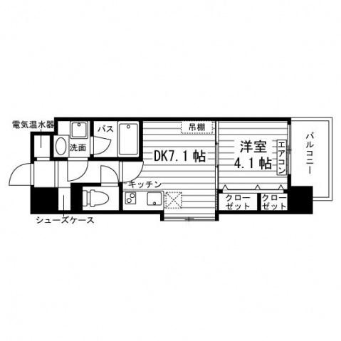 レスペデザ原町(1DK/8階)の間取り写真
