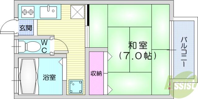 菅原アパート2(1K/2階)の間取り写真