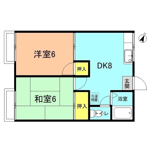 ベルゾーネ今井(2DK/2階)の間取り写真